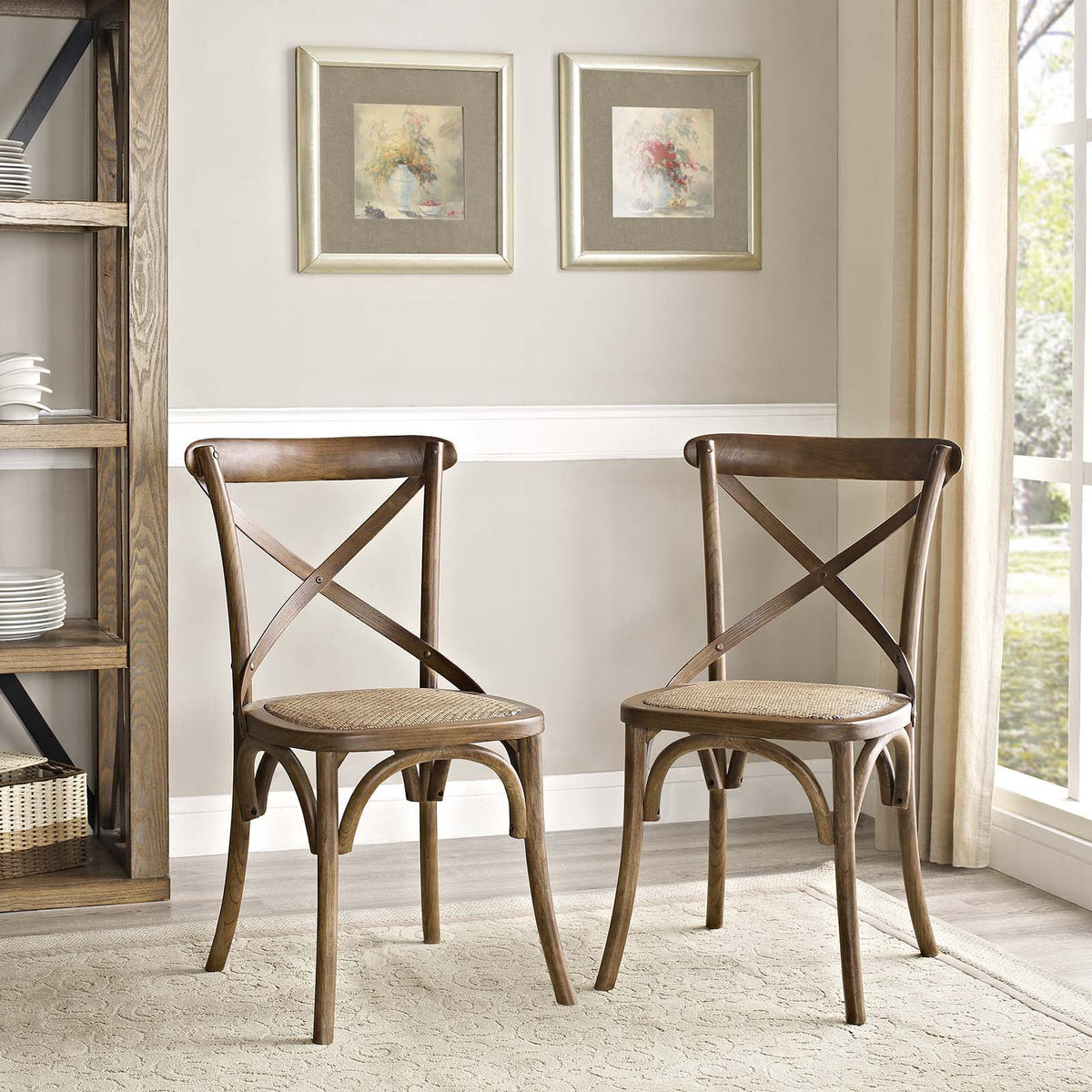 Walnut Dining Side Chair Set of 2 Y161