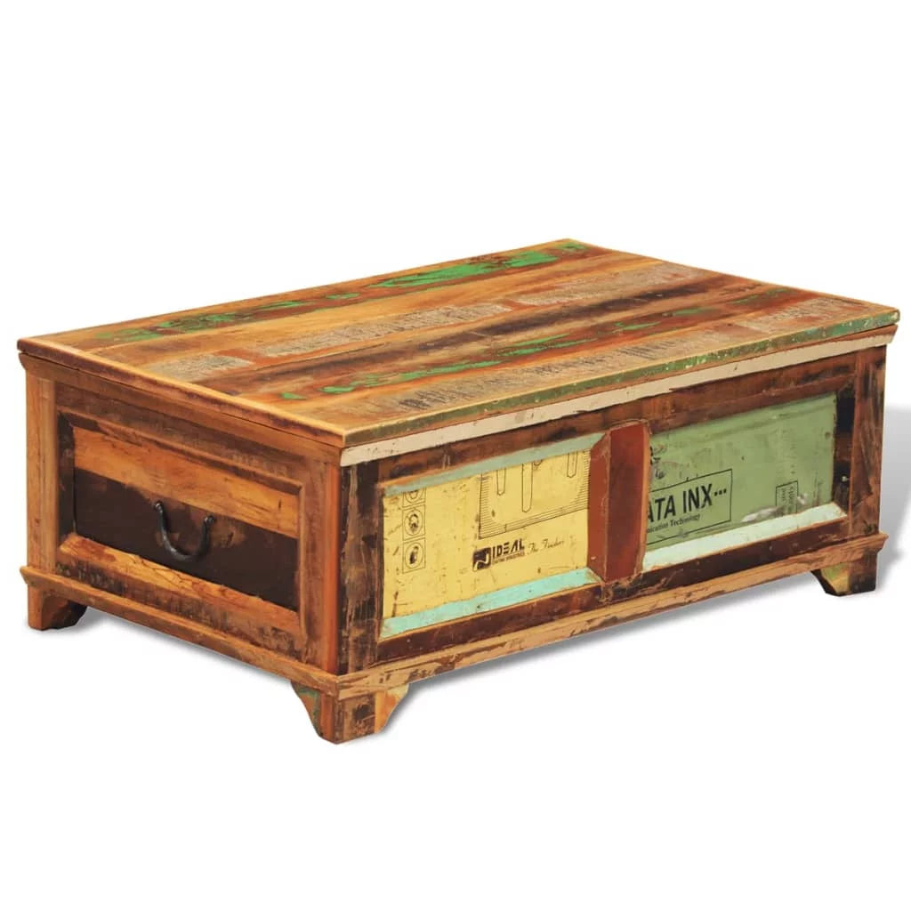 Vintage Reclaimed Wood Coffee Table with Storage S540