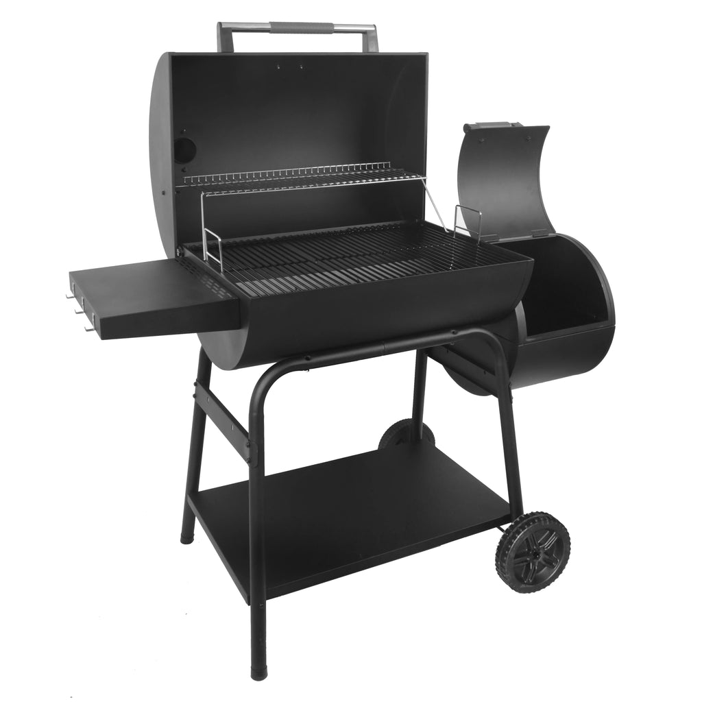 28 Offset Steel Charcoal Smoker Grill with Side Firebox, Black G2779