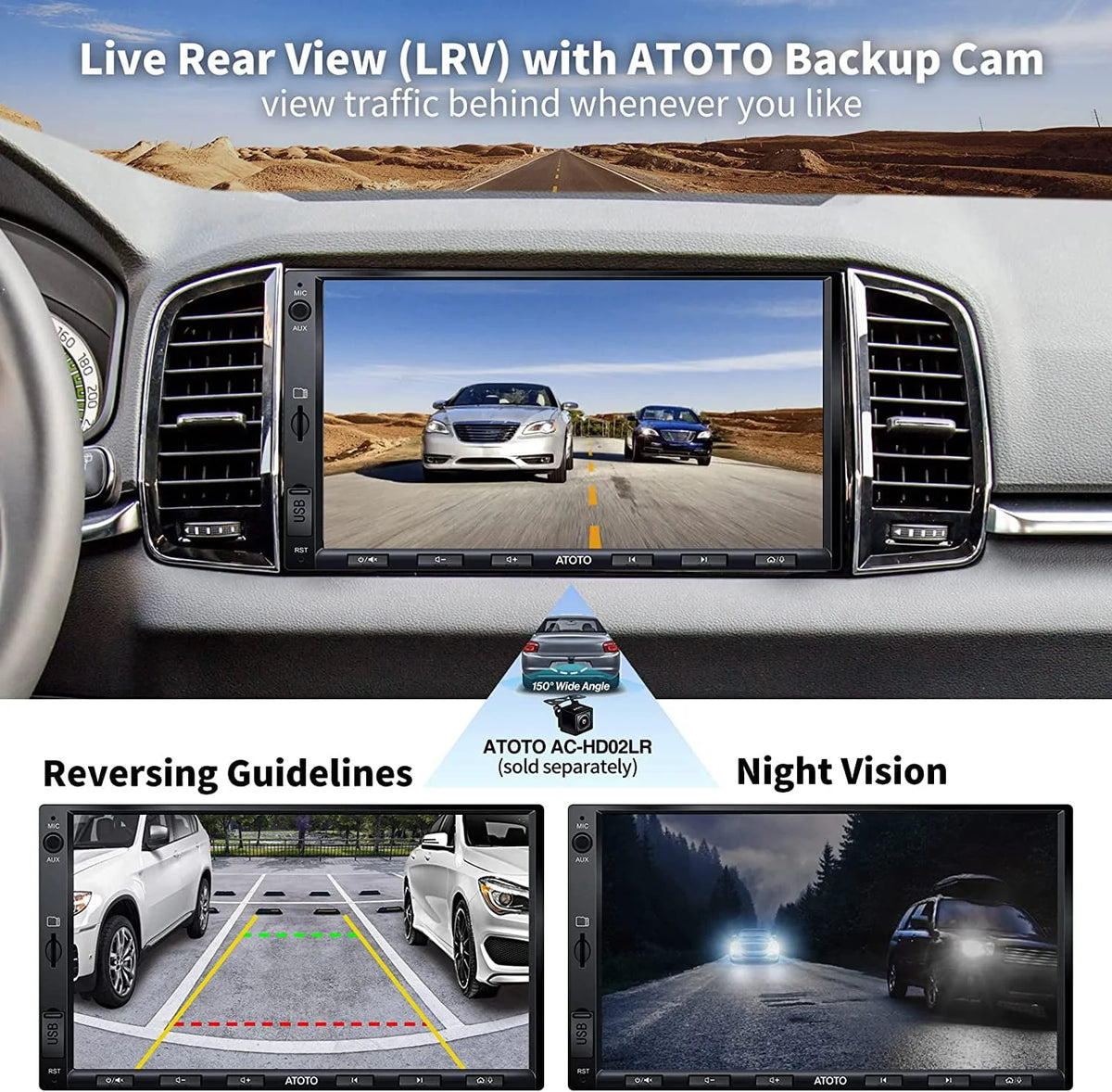 Double Din Car Stereo with Wireless Apple Carplay & Android Auto W50790