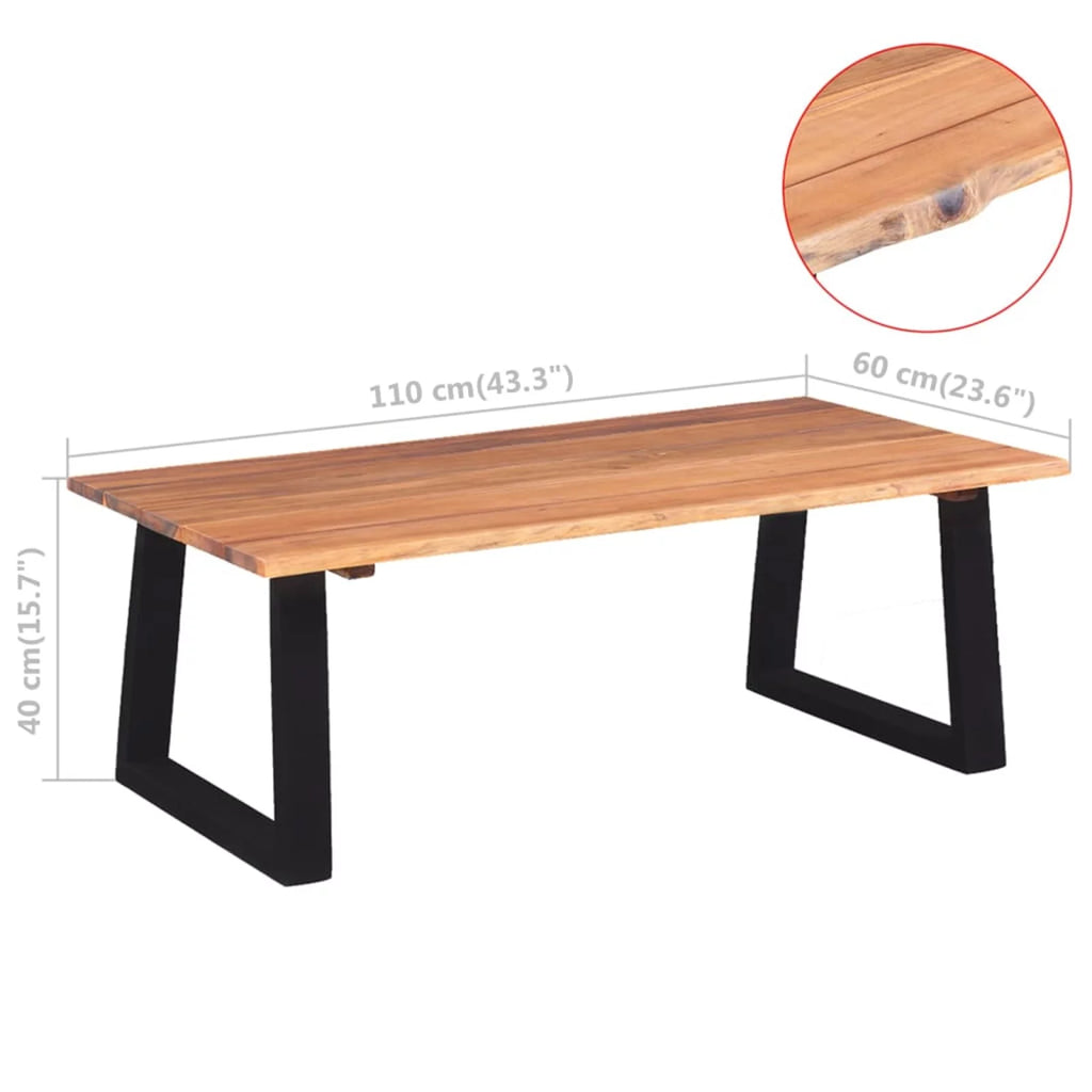 Acacia Wood Coffee Table with Metal Legs B433