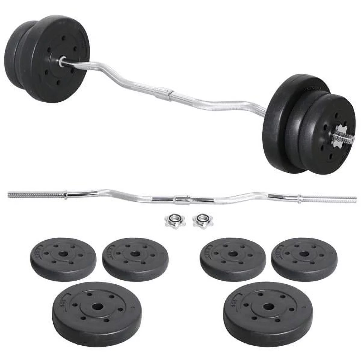 55lb Black Barbell Dumbbell Weightlifting Set B669092