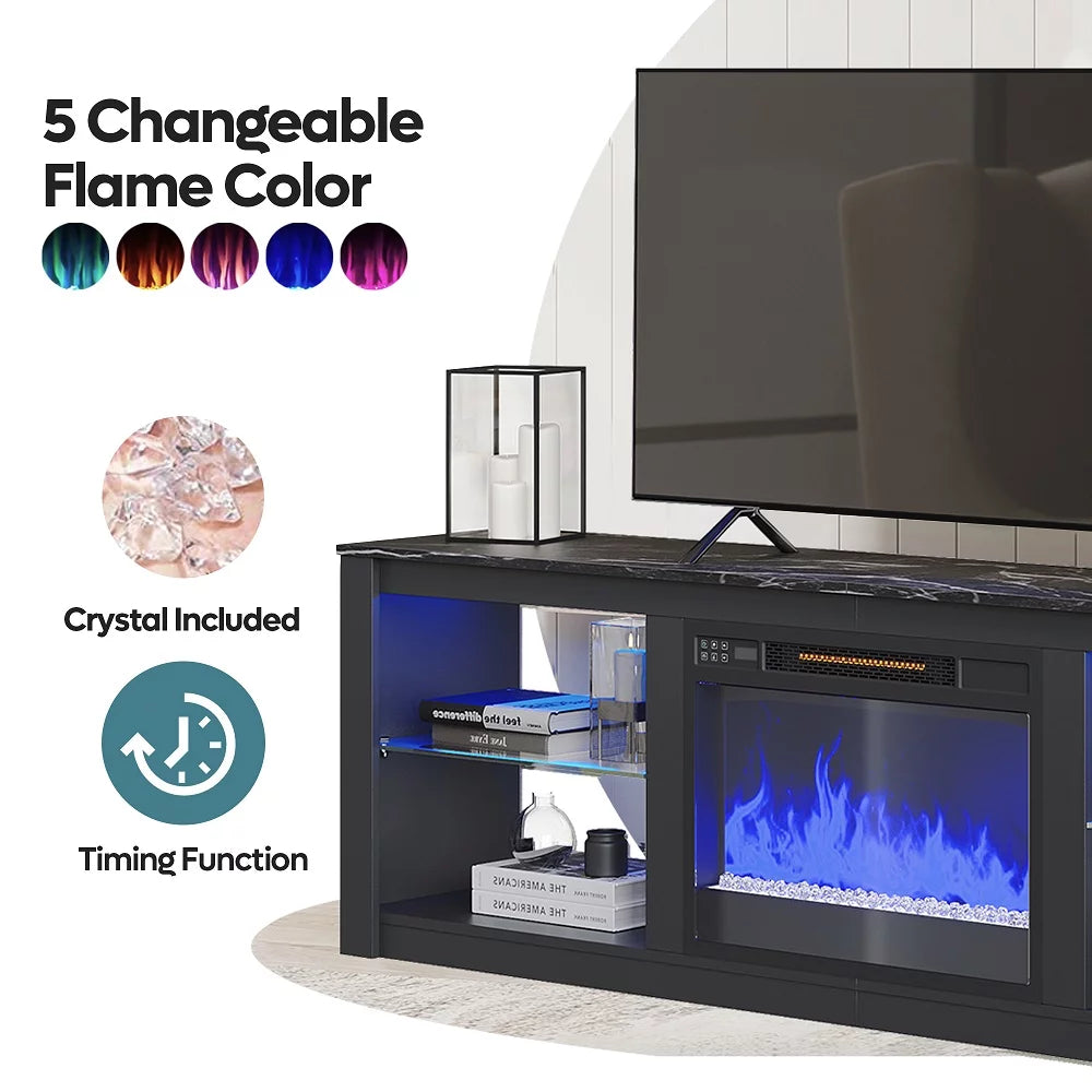 Wash Grey Electric Fireplace TV Stand H5736