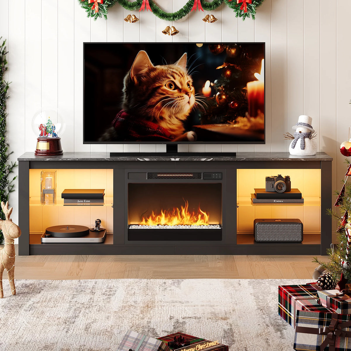 Wash Grey Electric Fireplace TV Stand H5736
