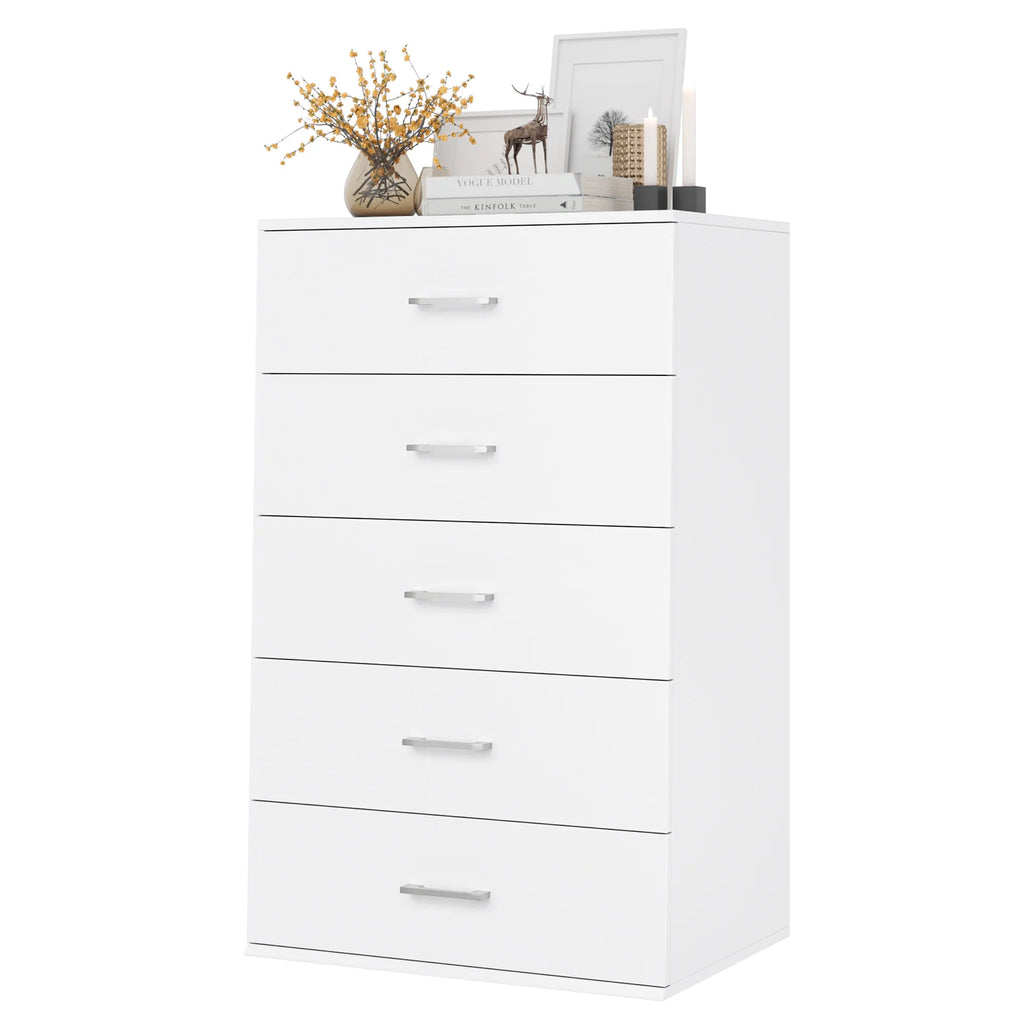 White 5 Drawer Wood Dresser X8936