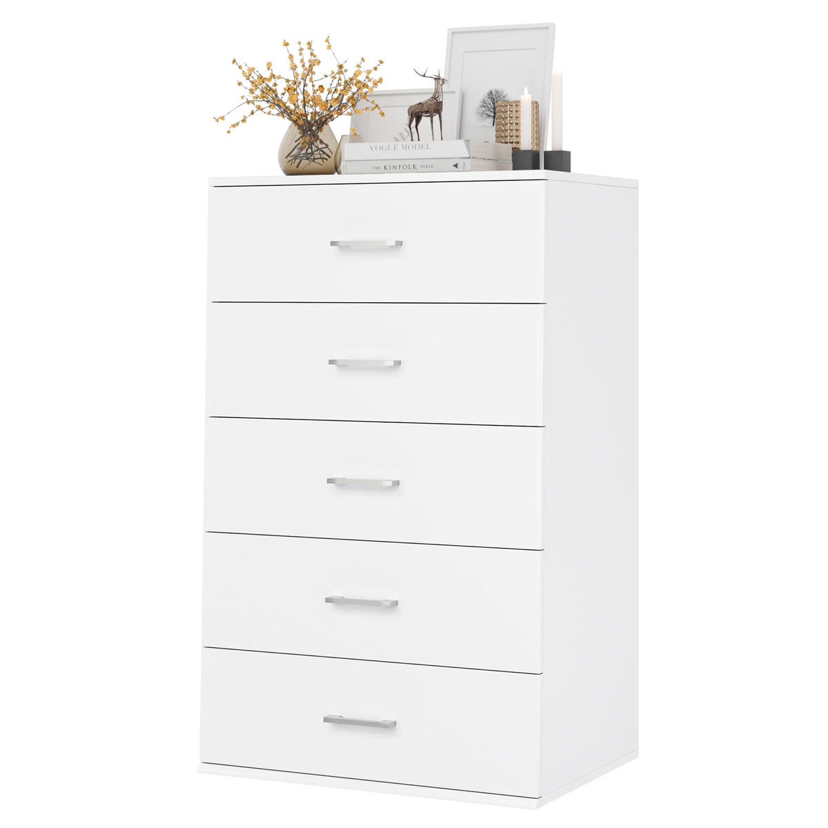 White 5 Drawer Wood Dresser X8936