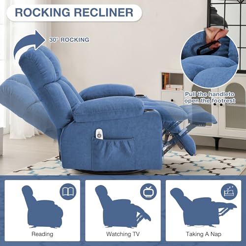 Grey Massage Rocker Recliner Chair with Heat and Vibration U9993