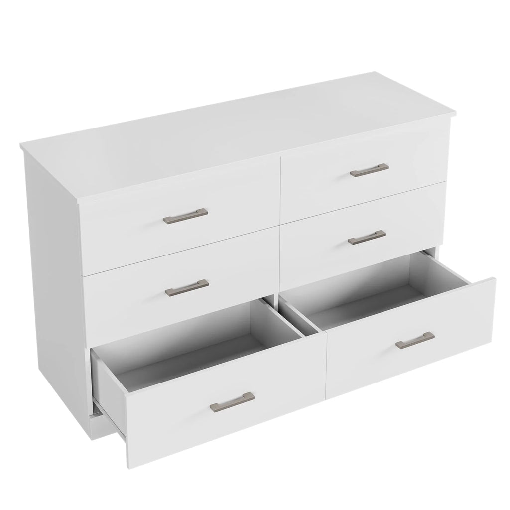 White 6 Drawer Wood Dresser P19680