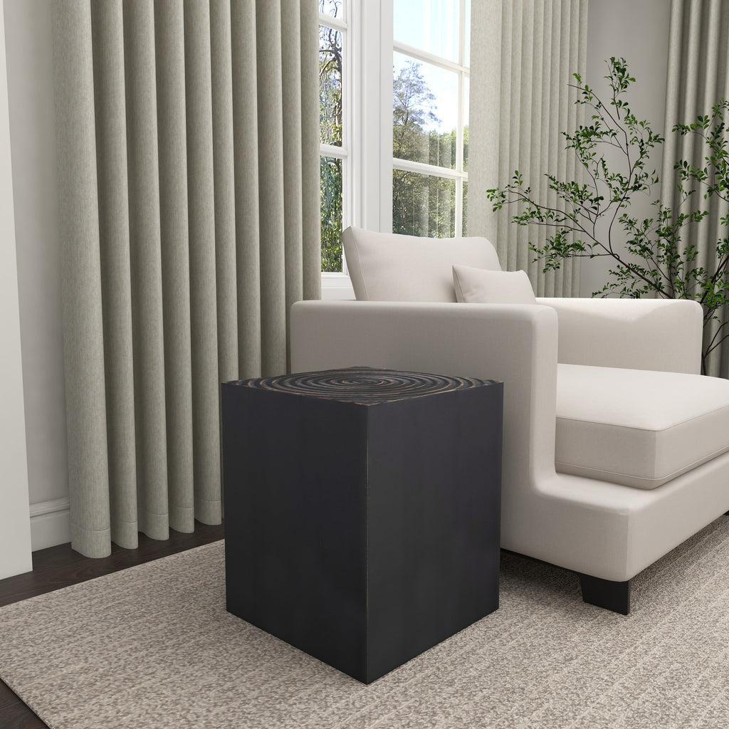 Black Wood Carved Accent Table L571543