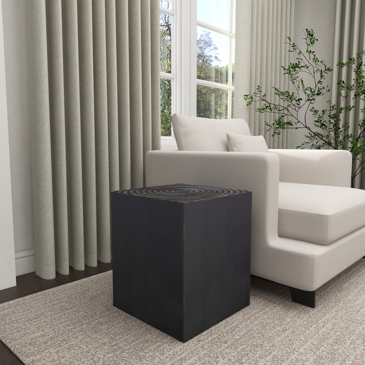 Black Wood Carved Accent Table L571543