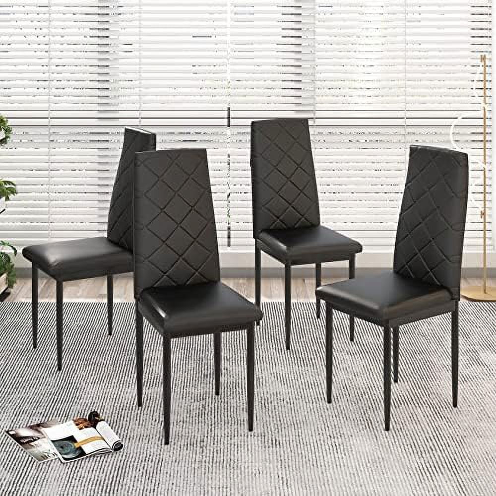 Dining Chairs Set of 6 High Back PU Leather Metal Legs V579