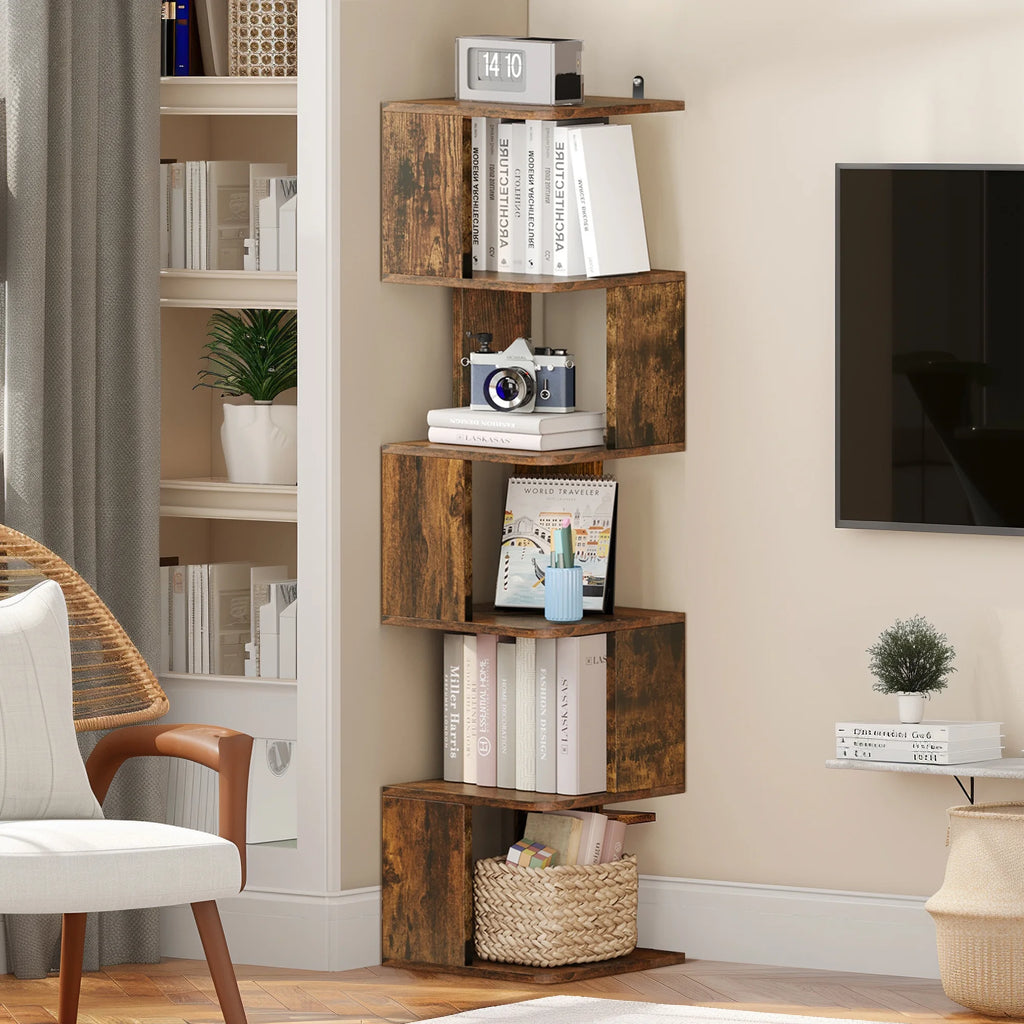 6 Tier Narrow Bookshelf Brown M548013