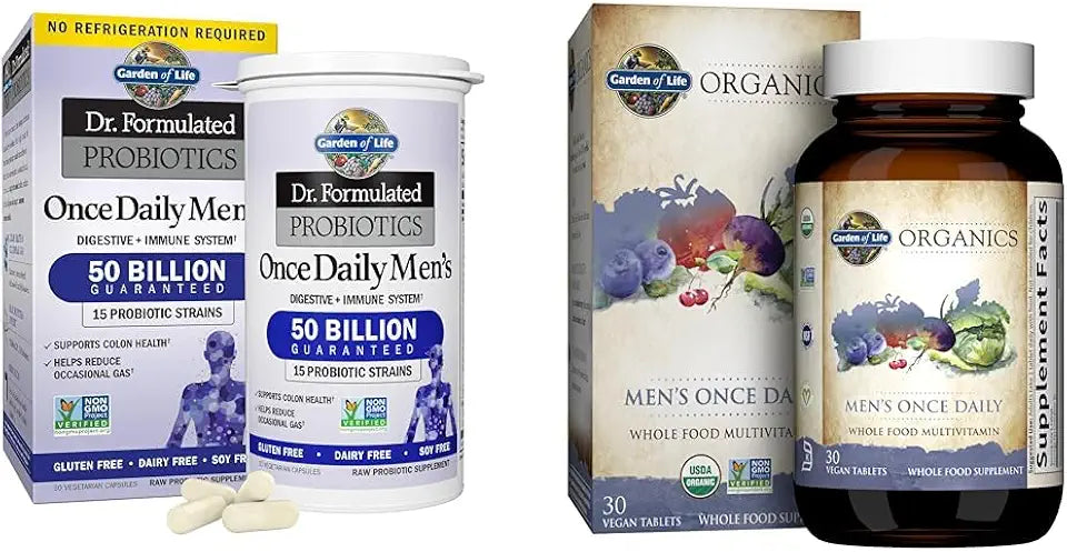 Probiotics for Men 50 Billion CFU Organic Multivitamin Vegan Once Daily B1901