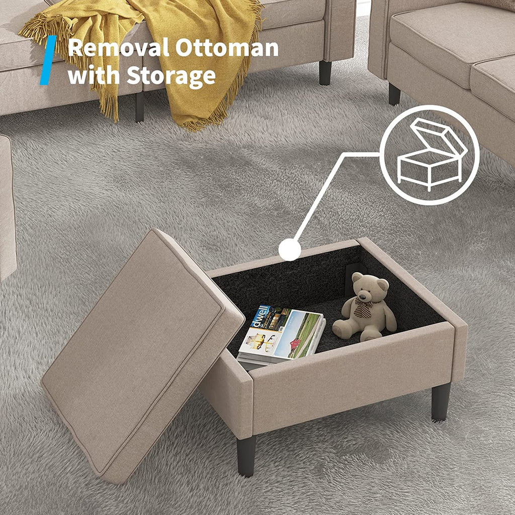 Convertible Sectional Sofa Couch with Storage Ottoman H5345
