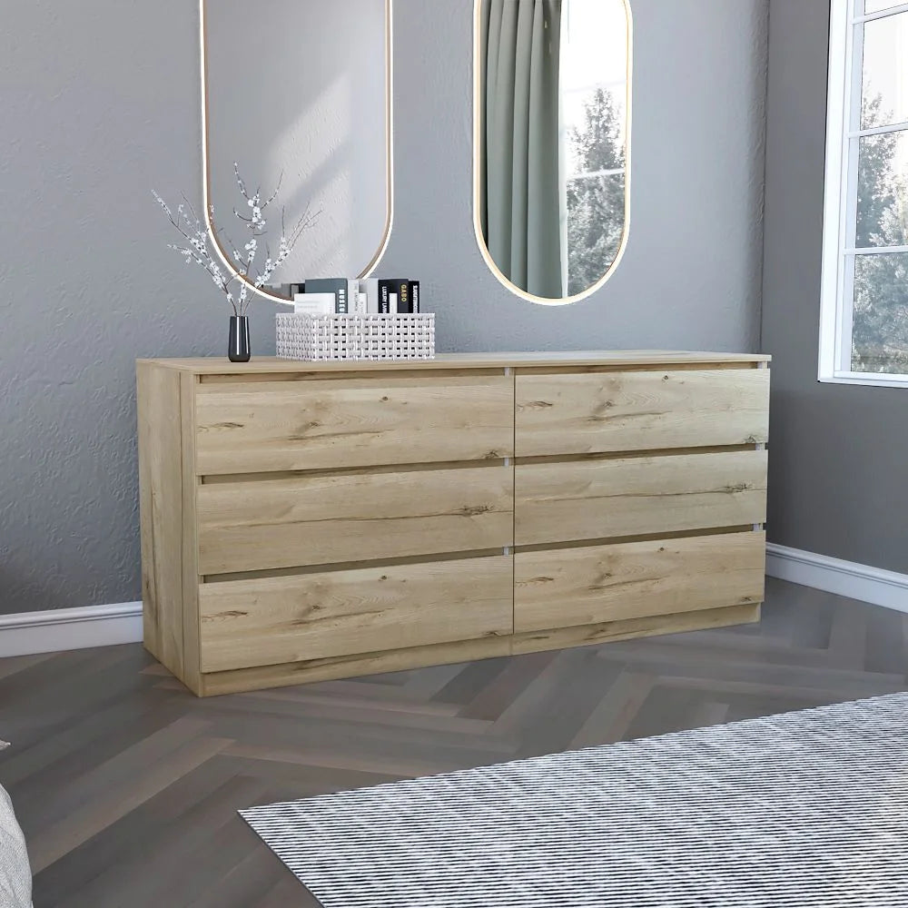 6 Drawer Double Dresser Light Gray S782