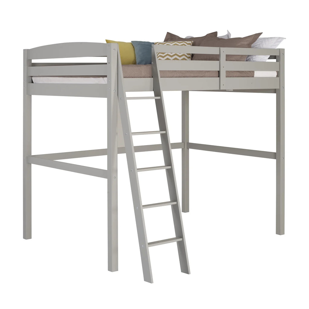 Solid Wood High Loft Bed Frame Full Gray B8809