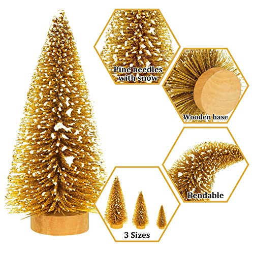 16 Pcs Artificial Mini Christmas Tree with Wood Base S808408