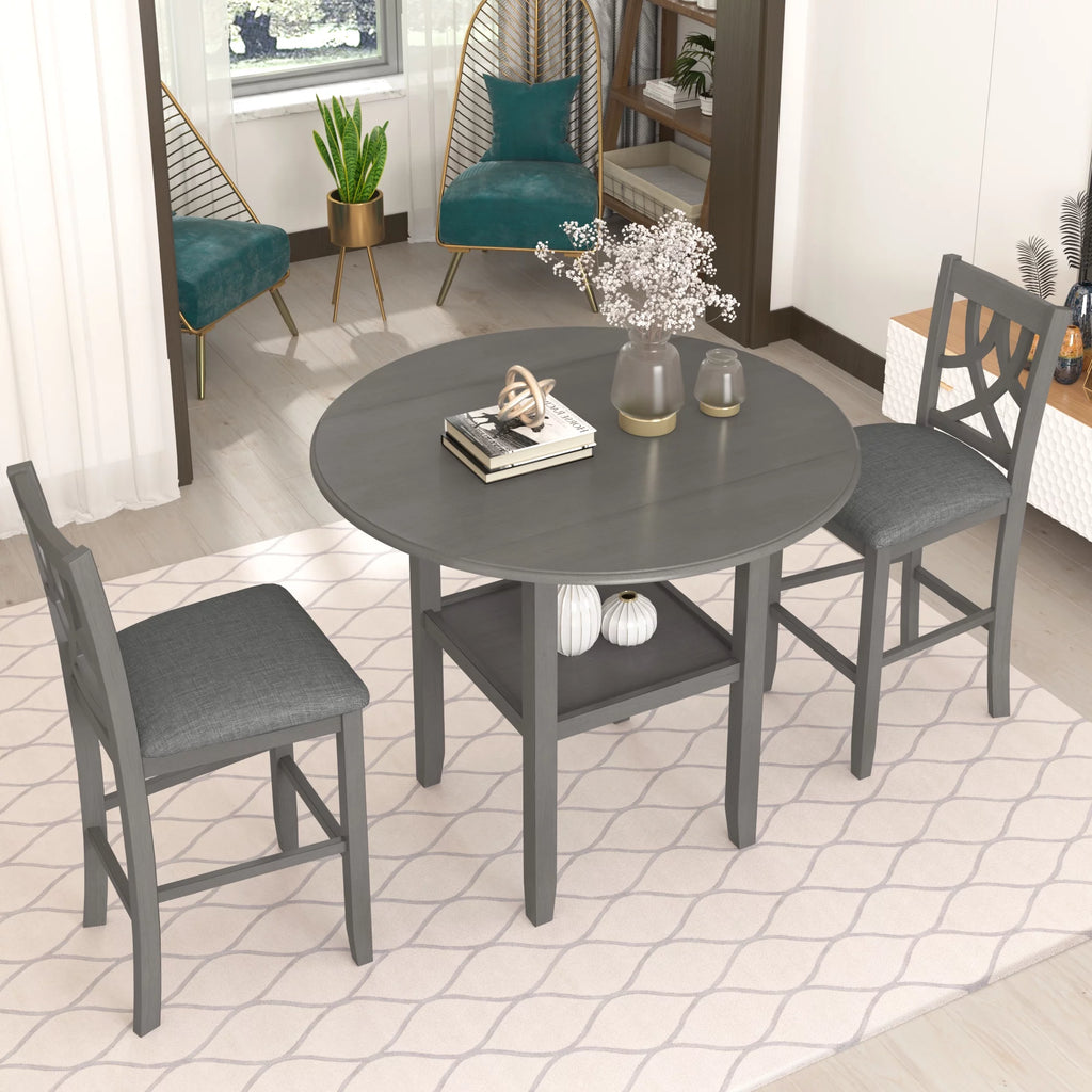 3-Piece Wooden Counter Height Dining Set with 2 Chairs X63359