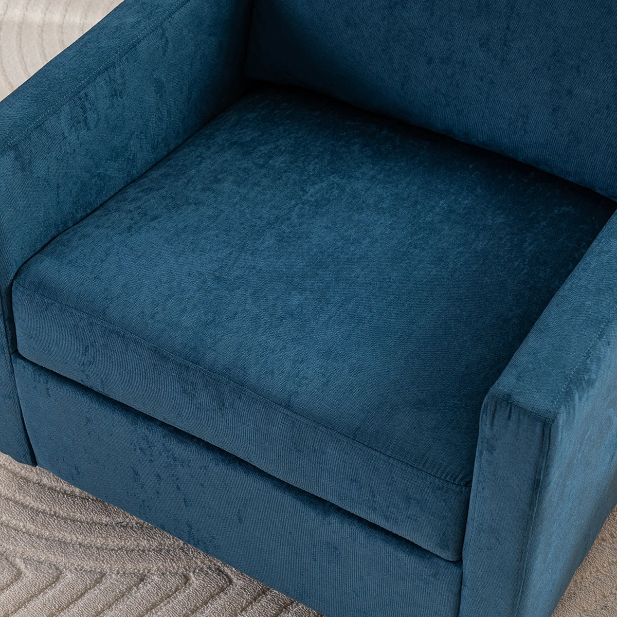 Navy Blue Linen Fabric Swivel Accent Chair T68812