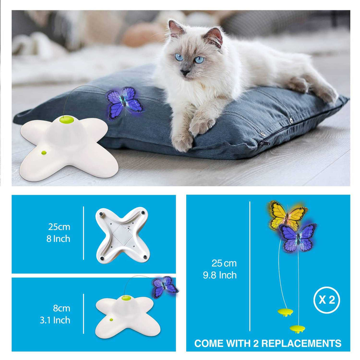 Interactive Cat Butterfly Toy with Two Replacements Q68225