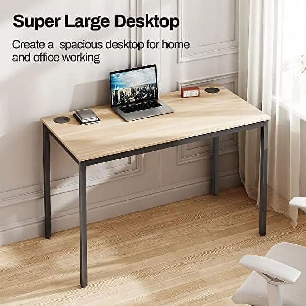 47 inch Teak Computer Desk with Black Metal Frame X574537