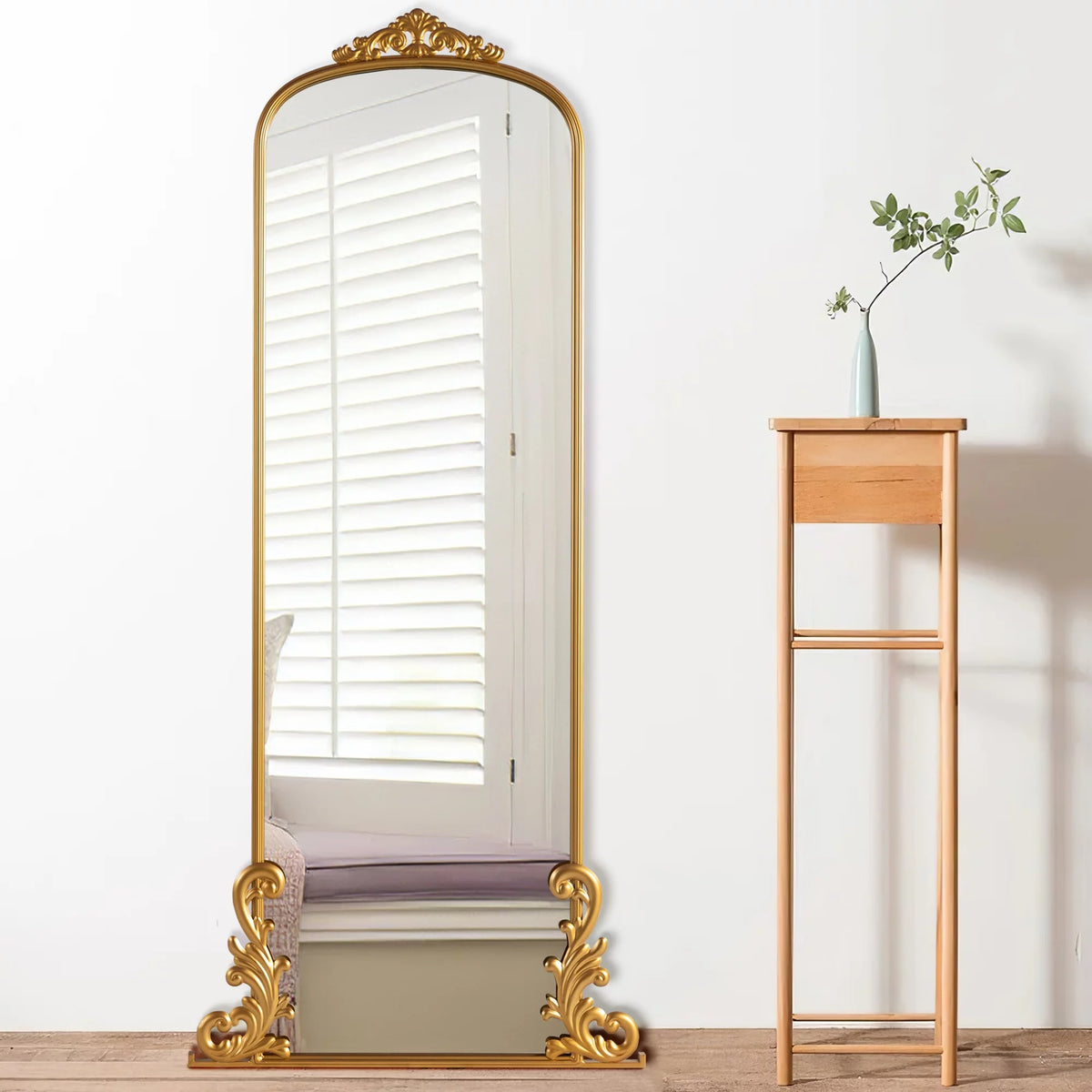 Large Arch Full Length Fireplace Mirror 68"*29" Gold Iron I149