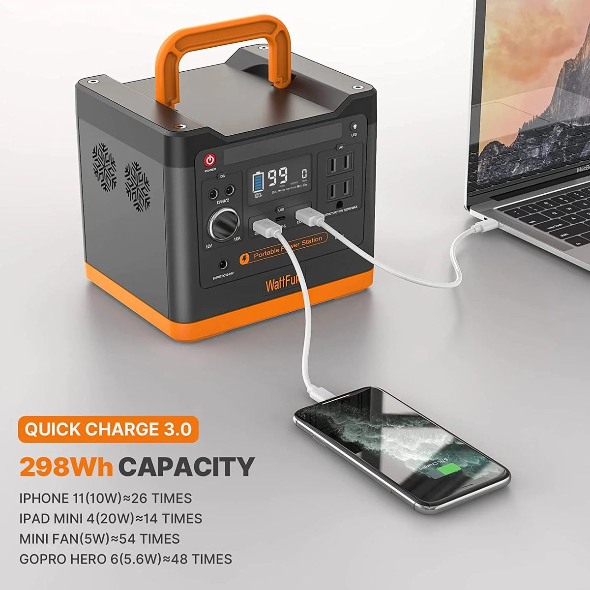 Portable Power Station 96000mAh 298Wh LiFePO4 U99403