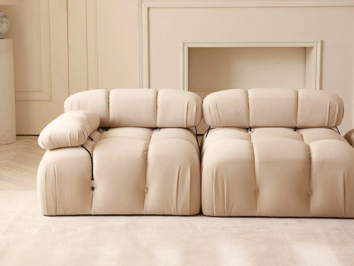 Tan Modular Sectional Sofa with Ottoman Z247