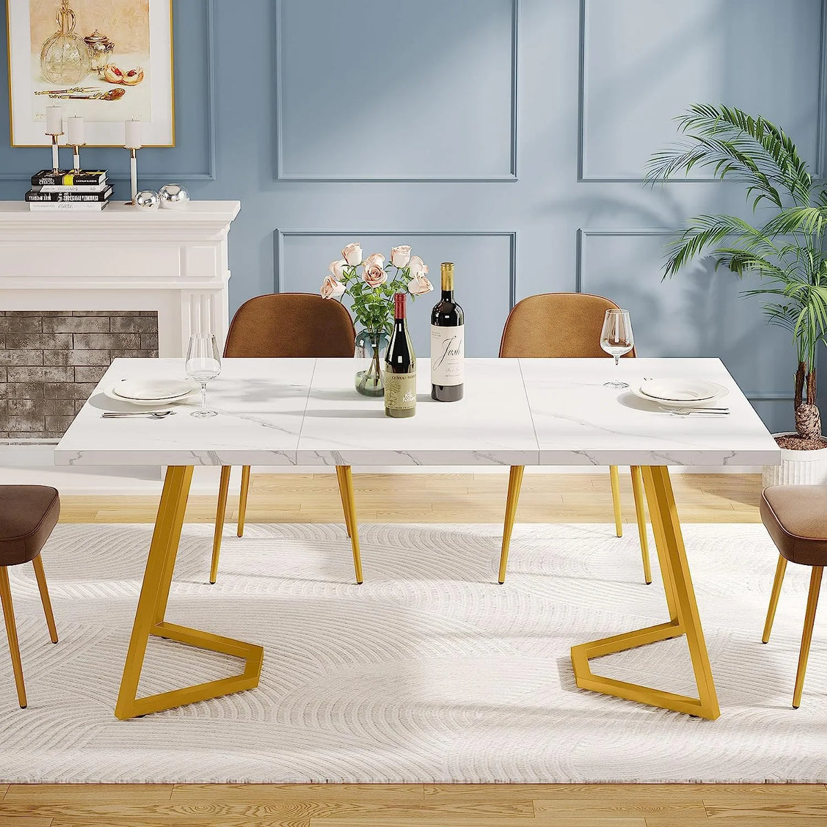 55" Faux Marble Rectangular Dining Table I73294