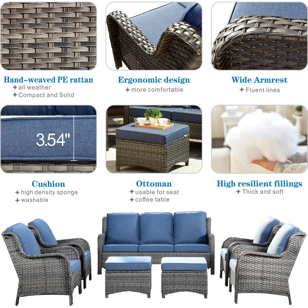 7 Pieces Wicker Rattan Sectional Sofa Z221