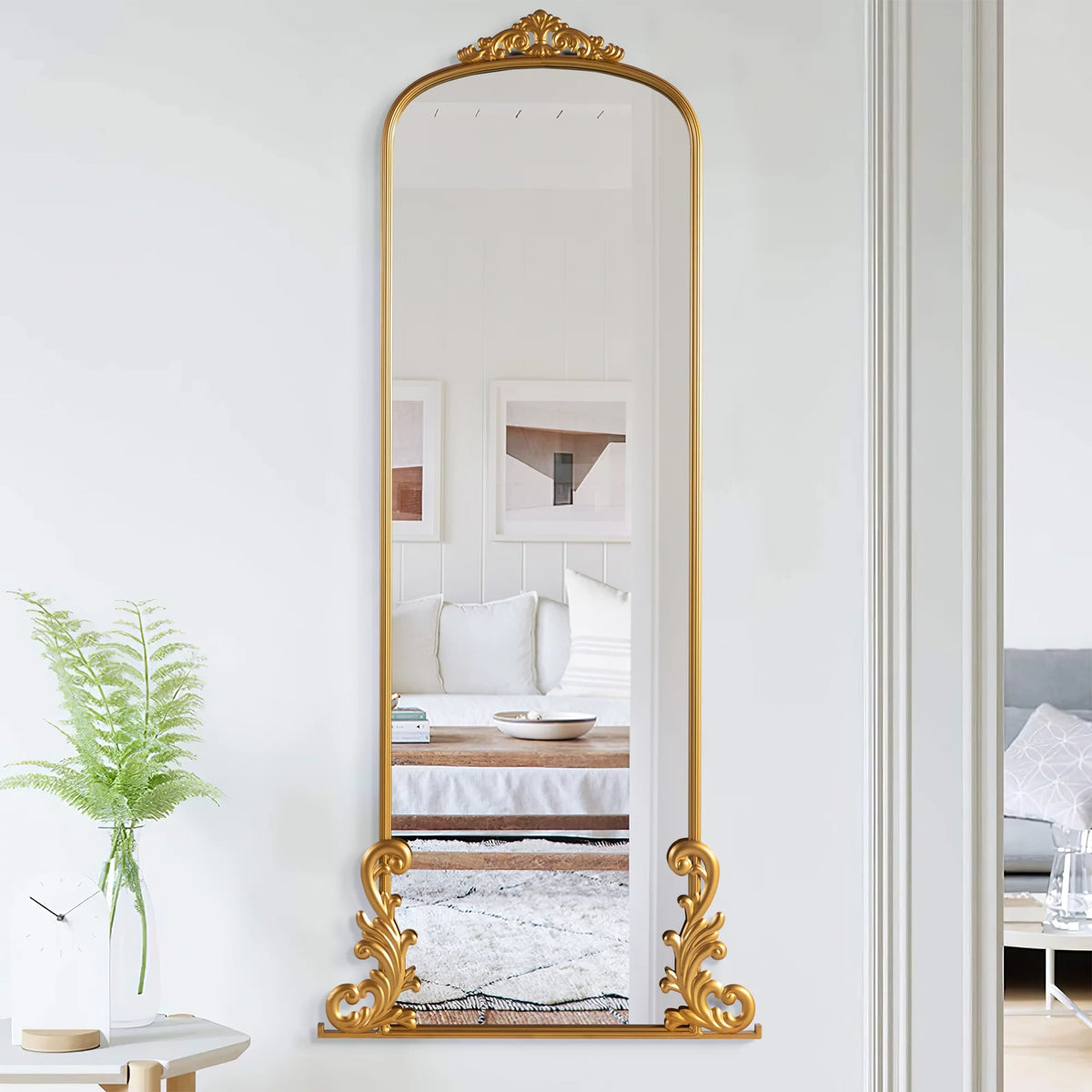 Large Arch Full Length Fireplace Mirror 68"*29" Gold Iron I149