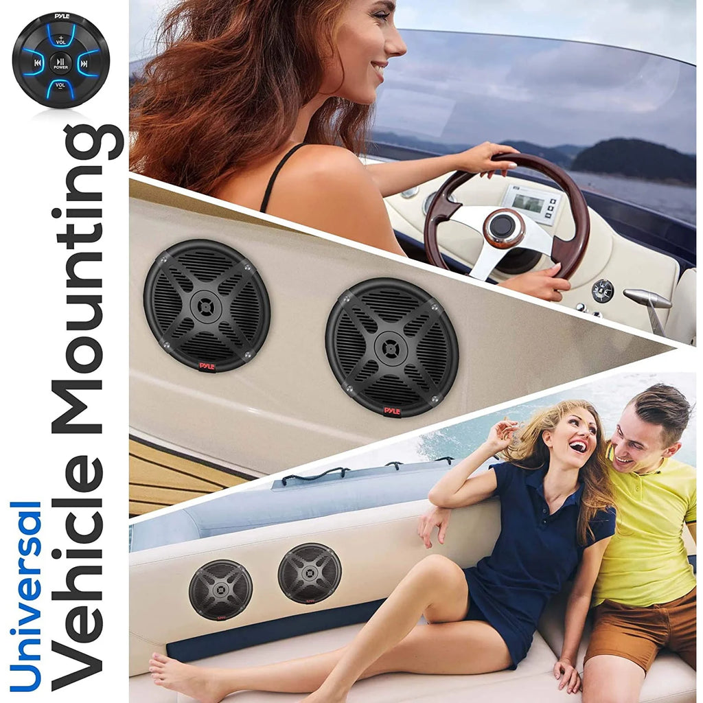 Black 6.5 Marine Speakers with Bluetooth Remote Control 2 Pack T40005