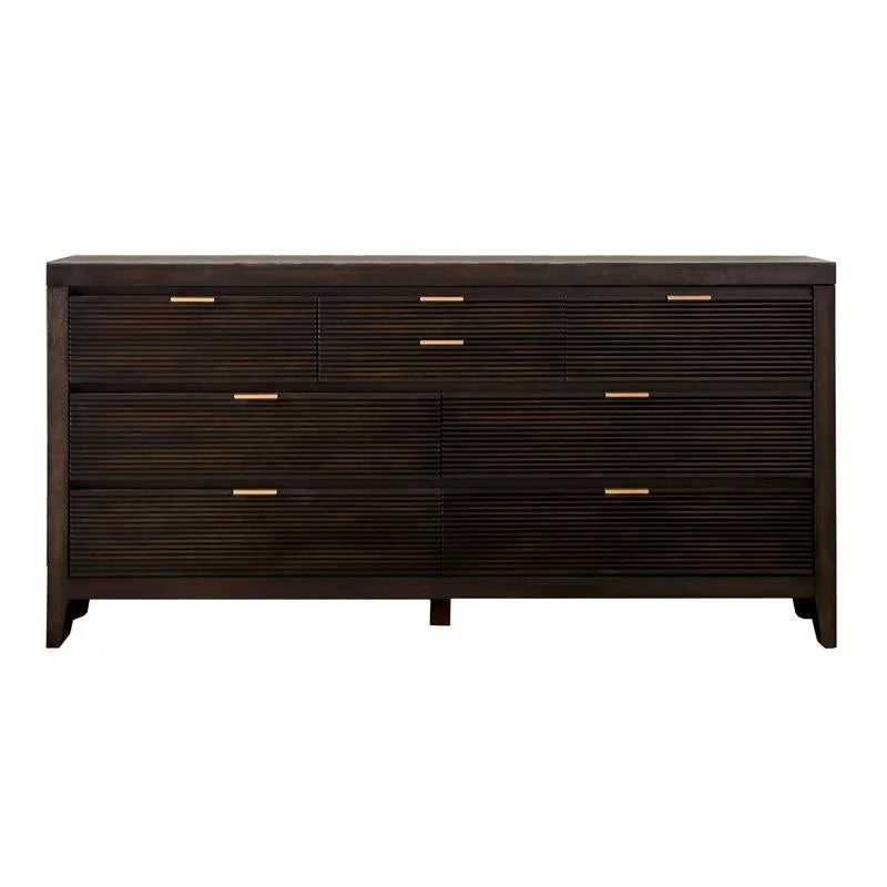 Contemporary Wood 8-Drawer Dresser in Dark Walnut W7352