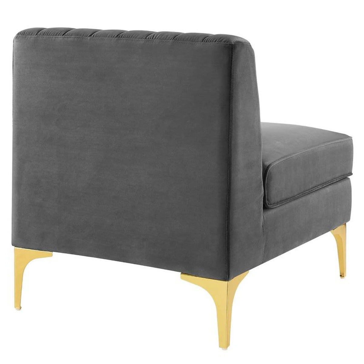 6-Piece Channel Performance Velvet Tufted Sectional Sofa in Gray X668
