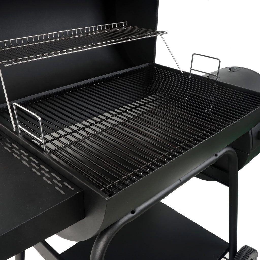 28 Offset Steel Charcoal Smoker Grill with Side Firebox, Black G2779