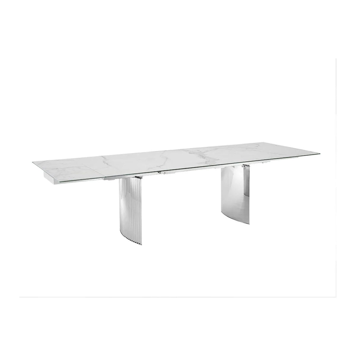 Dining Table with Stainless Steel Base and White Marbled Top B621143