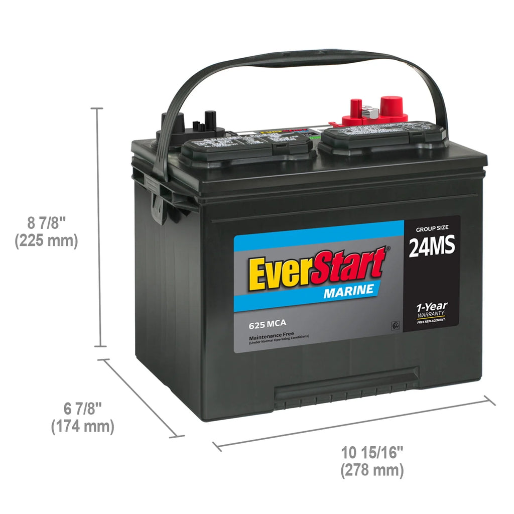 Lead Acid Marine Starting Battery Group Size 24MS 12 Volt 1000 MCA O97891