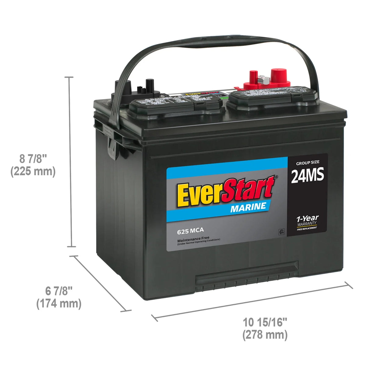 Lead Acid Marine Starting Battery Group Size 24MS 12 Volt 1000 MCA O97891