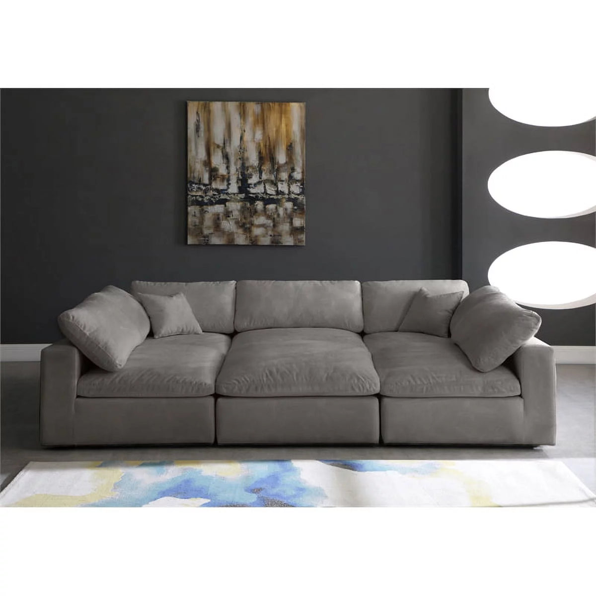 Gray Velvet Down Filled Modular Sectional Sofa A3641