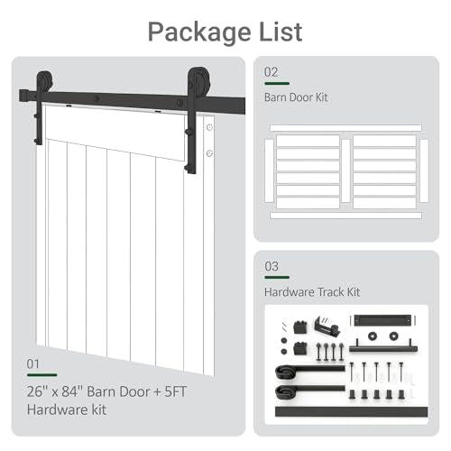White Sliding Barn Door with Hardware Kit Z19034