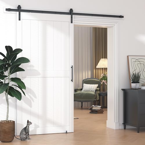 White Sliding Barn Door with Hardware Kit Z19034
