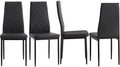 Dining Chairs Set of 6 High Back PU Leather Metal Legs V579