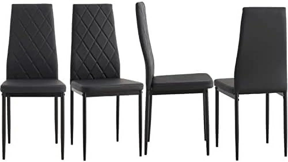 Dining Chairs Set of 6 High Back PU Leather Metal Legs V579