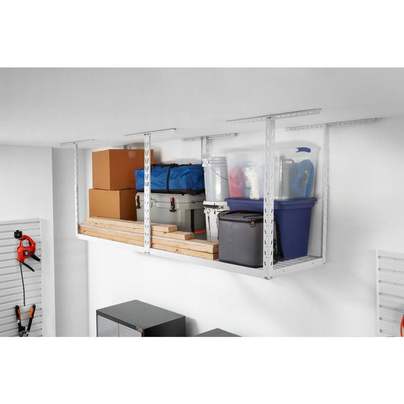 Hammered White Adjustable Height Overhead Garage Storage Rack G6199