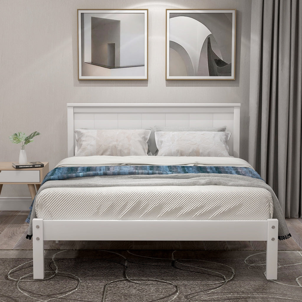 Twin Size Wood Platform Bed with Headboard X8449