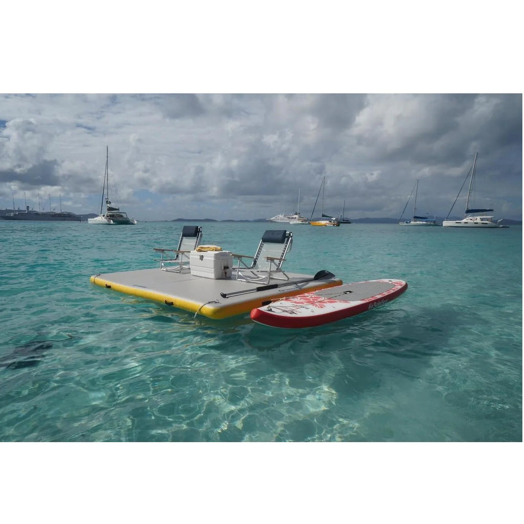 6-Ft Yellow and White Inflatable Dock with Handles J9140