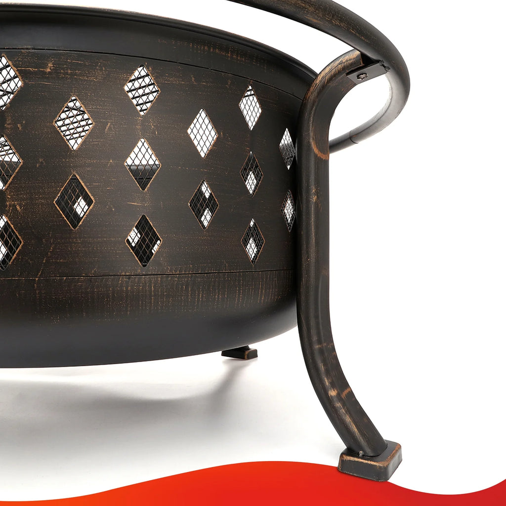 36 inch Wood Burning Fire Pit with Cooking Grill Grate F4861