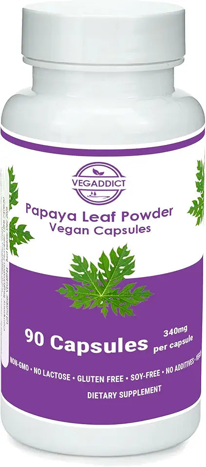 Papaya Leaf Powder 340mg Capsules Vegan Non-GMO Dietary Supplement L2556