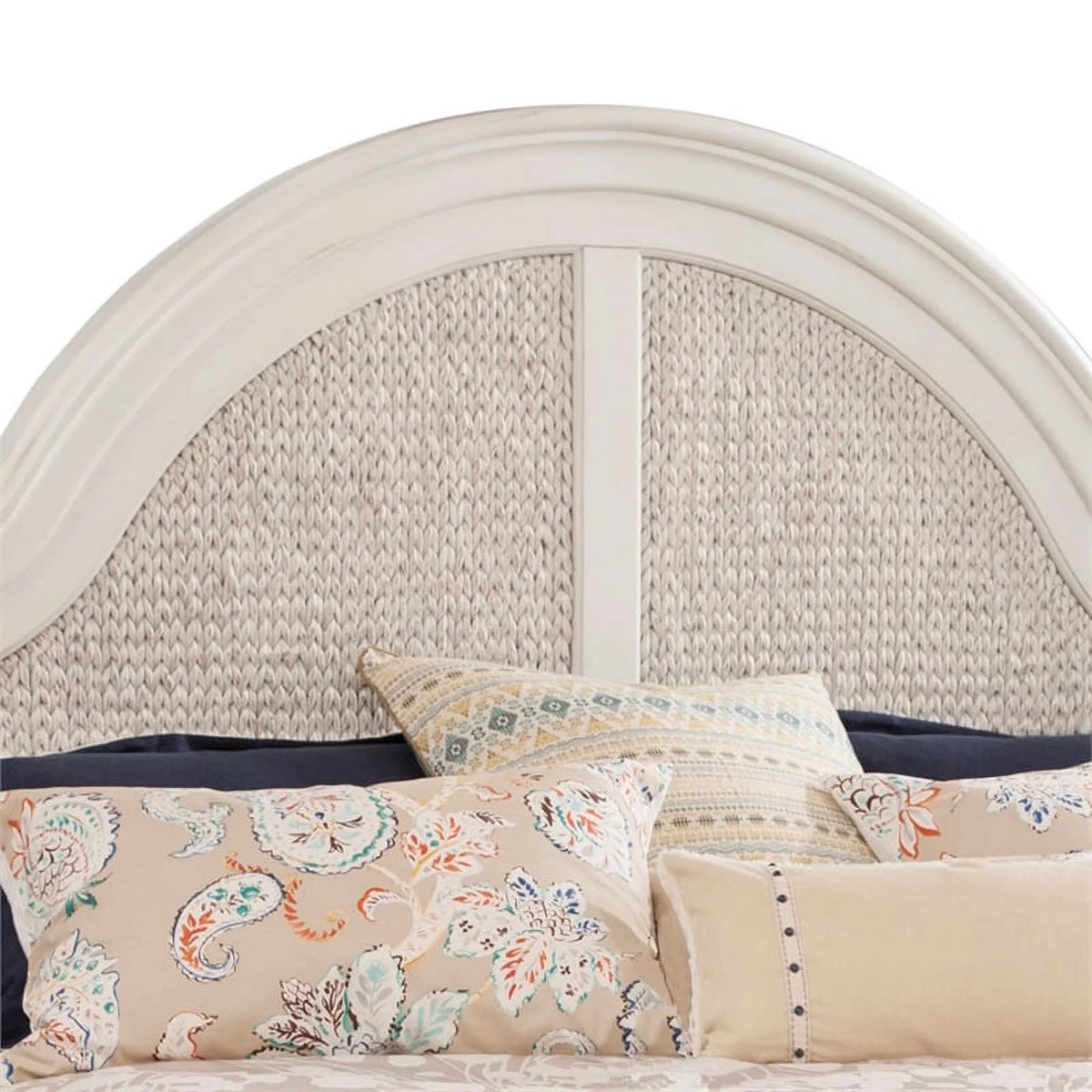 Dove White Queen Woven Wood Headboard V45908