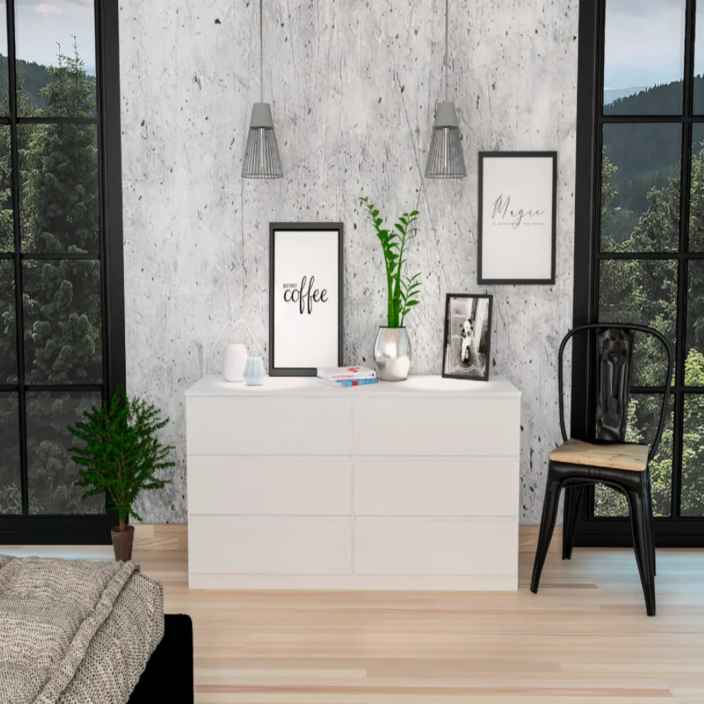 6 Drawer Double Dresser Light Gray S782